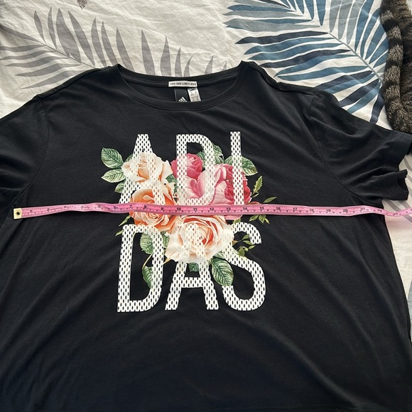 Adidas Floral T Shirt, Size 2X Plus, Black - Picture 11 of 14